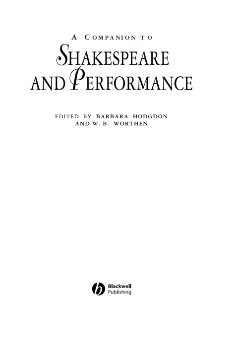 Cover image for book A Companion to Shakespeare and Performance
