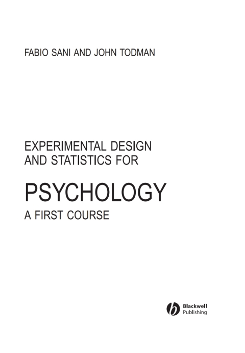 Cover image for book Experimental Design and Statistics for Psychology: A First Course