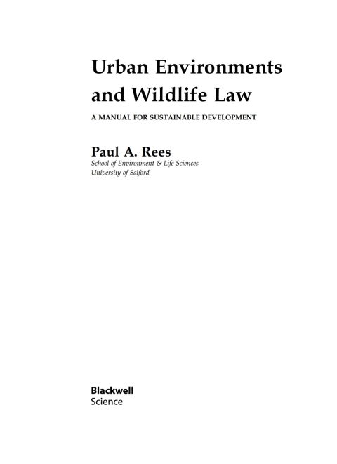 Cover image for book Urban Environments and Wildlife Law