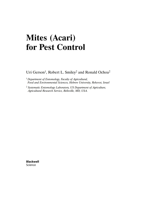 Cover image for book Mites (Acari) for Pest Control
