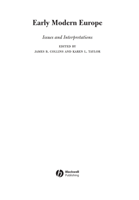 Cover image for book Early Modern Europe: Issues and Interpretations