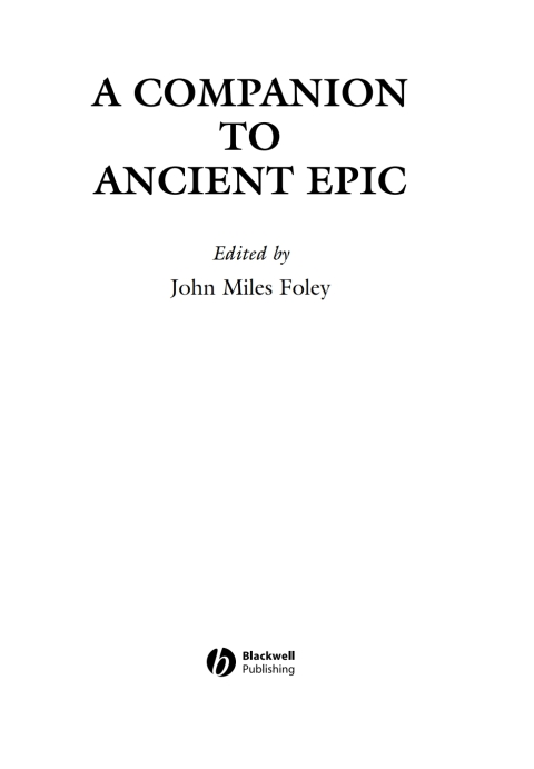 A Companion to Ancient Epic 