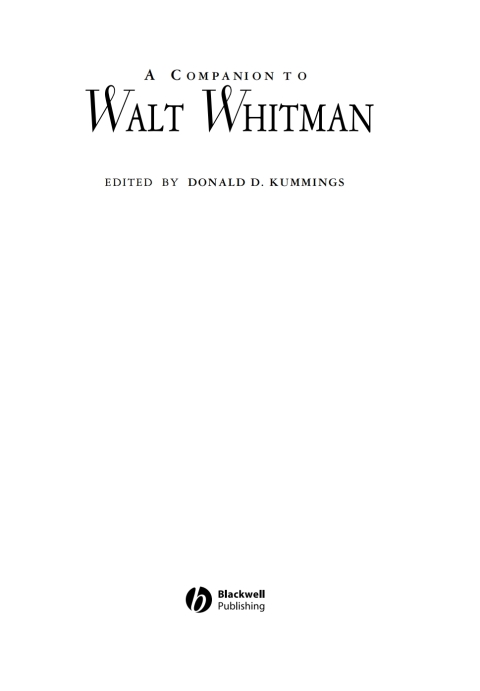 Cover image for book A Companion to Walt Whitman