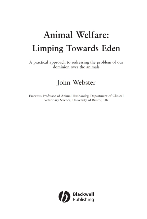 Cover image for book Animal Welfare: Limping Towards Eden