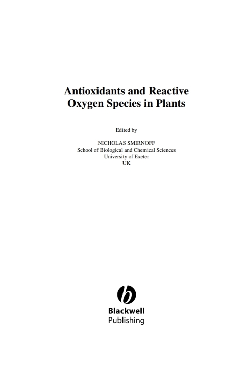 Antioxidants and Reactive Oxygen Species in Plants 