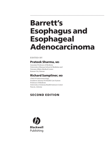 Cover image for book Barrett's Esophagus and Esophageal Adenocarcinoma