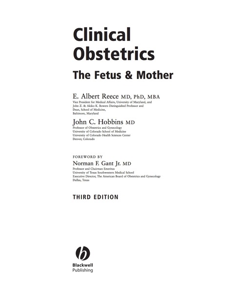 Cover image for book Clinical Obstetrics: The Fetus and Mother