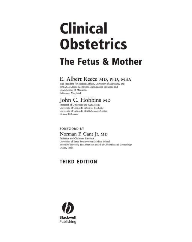 Clinical Obstetrics the Fetus and Mother