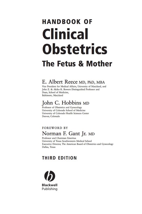 Cover image for book Handbook of Clinical Obstetrics: The Fetus and Mother
