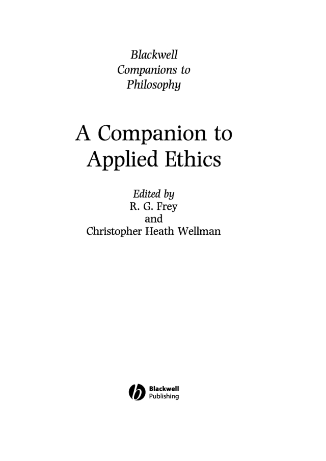 Companion to Applied Ethics