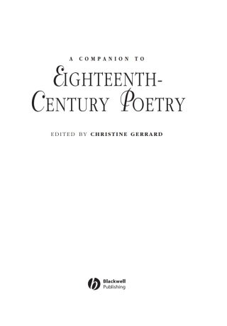 A Companion to Eighteenth-Century Poetry