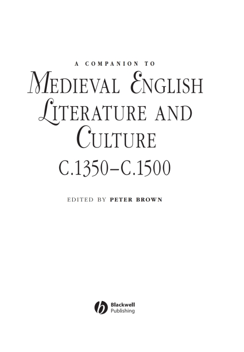 Cover image for book A Companion to Medieval English Literature and Culture, c.1350 - c.1500