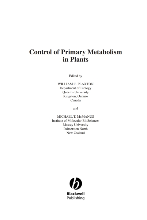 Cover image for book Annual Plant Reviews, Control of Primary Metabolism in Plants