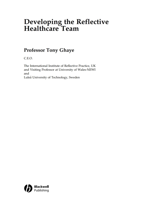 Developing the Reflective Healthcare Team 