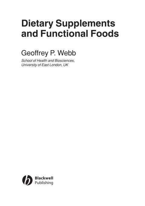 Cover image for book Dietary Supplements and Functional Foods