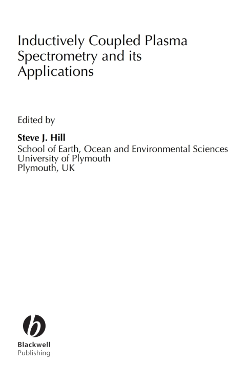 Cover image for book Inductively Coupled Plasma Spectrometry and its Applications