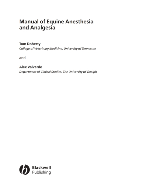 Cover image for book Manual of Equine Anesthesia and Analgesia
