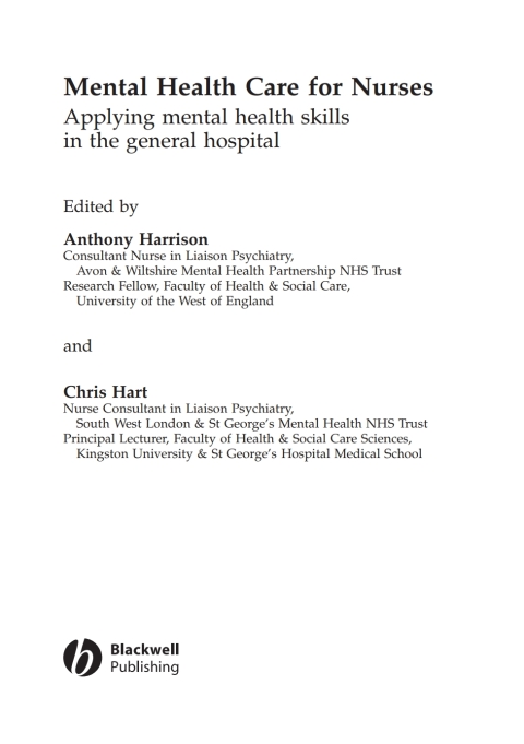 Mental Health Care for Nurses: Applying Mental Health Skills in the General Hospital 
