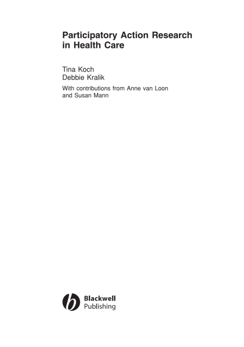 Cover image for book Participatory Action Research in Health Care