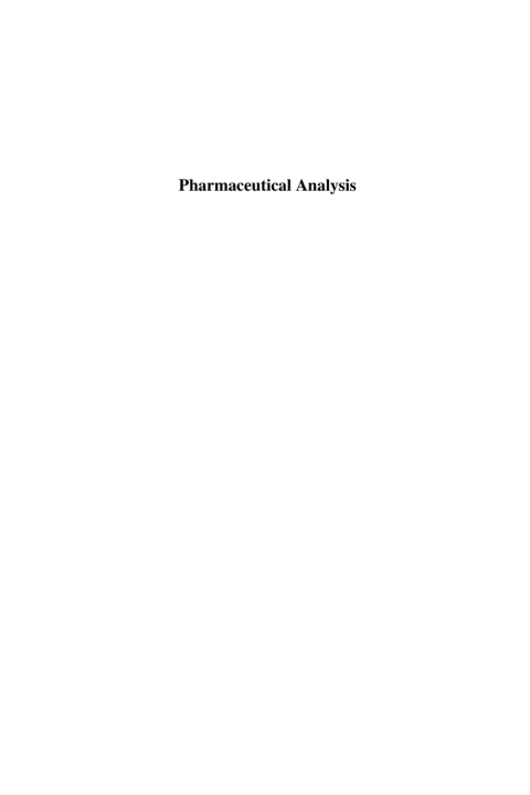Cover image for book Pharmaceutical Analysis