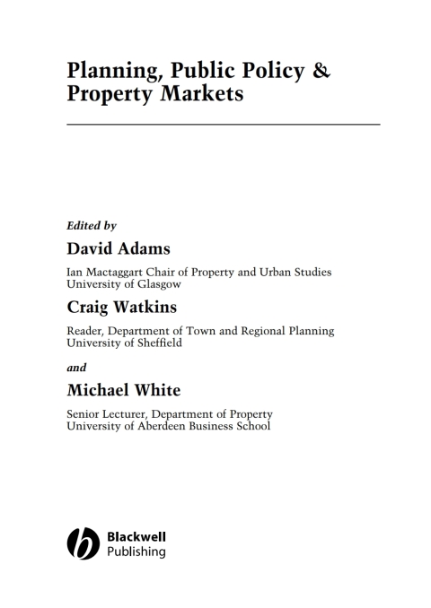 Cover image for book Planning, Public Policy and Property Markets