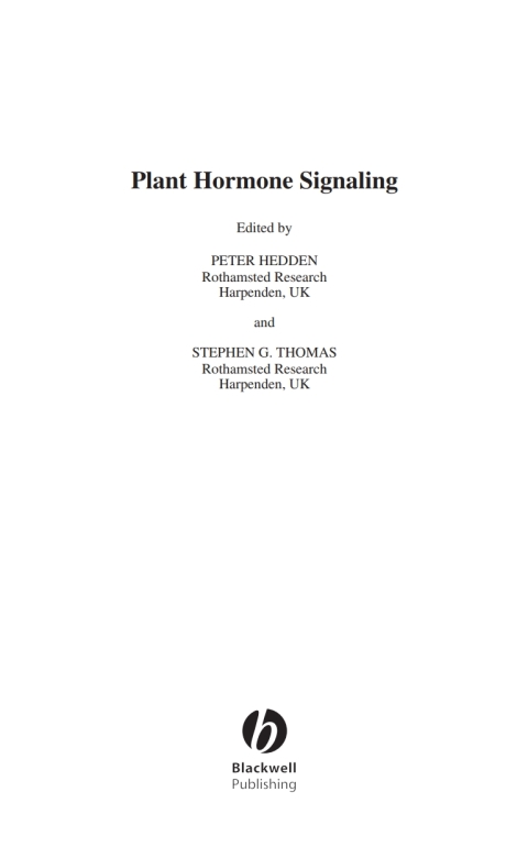 Cover image for book Annual Plant Reviews, Plant Hormone Signaling