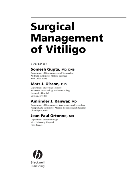 Cover image for book Surgical Management of Vitiligo