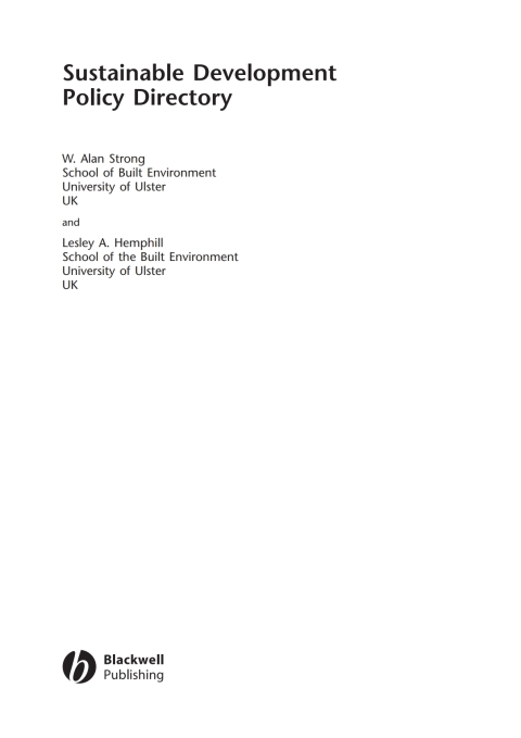 Cover image for book Sustainable Development Policy Directory