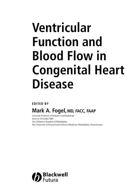Cover image for book Ventricular Function and Blood Flow in Congenital Heart Disease