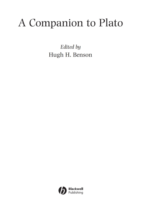 A Companion to Plato 