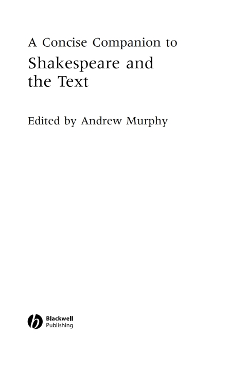 Cover image for book A Concise Companion to Shakespeare and the Text