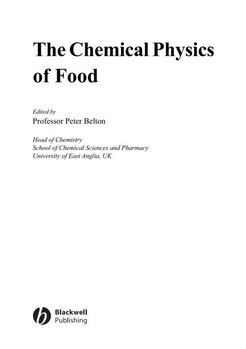 Cover image for book The Chemical Physics of Food
