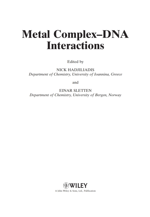 Cover image for book Metal Complex - DNA Interactions