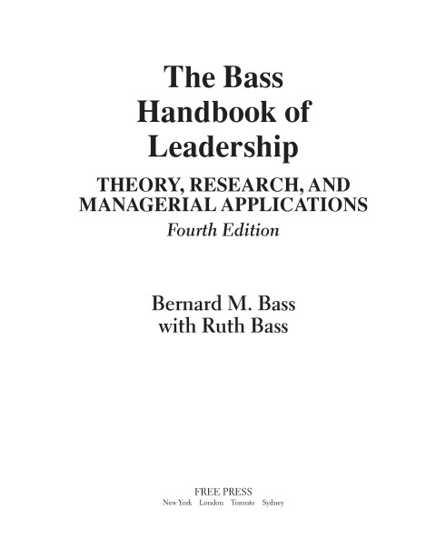 Cover image for book The Bass Handbook of Leadership