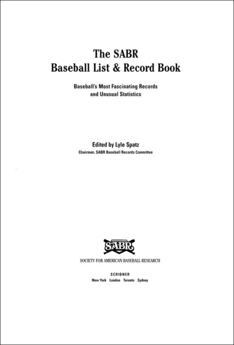 Cover image for book The SABR Baseball List & Record Book