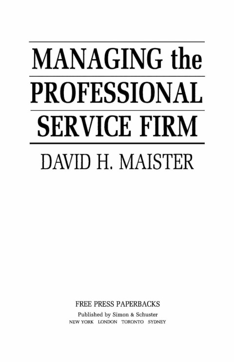 Cover image for book Managing The Professional Service Firm