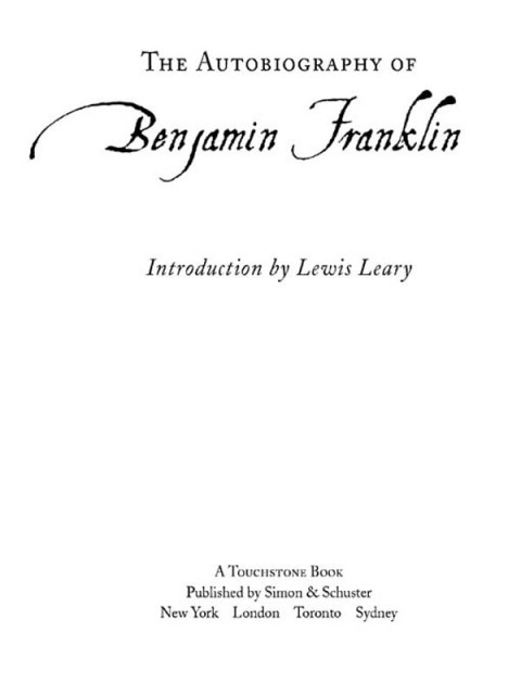 Cover image for book The Autobiography of Benjamin Franklin