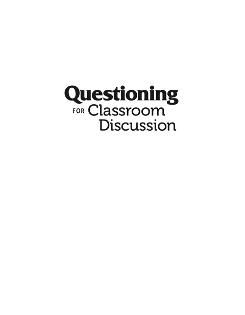 Cover image for book Questioning for Classroom Discussion