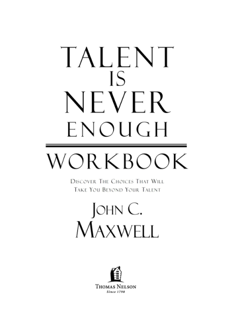 Cover image for book Talent is Never Enough Workbook