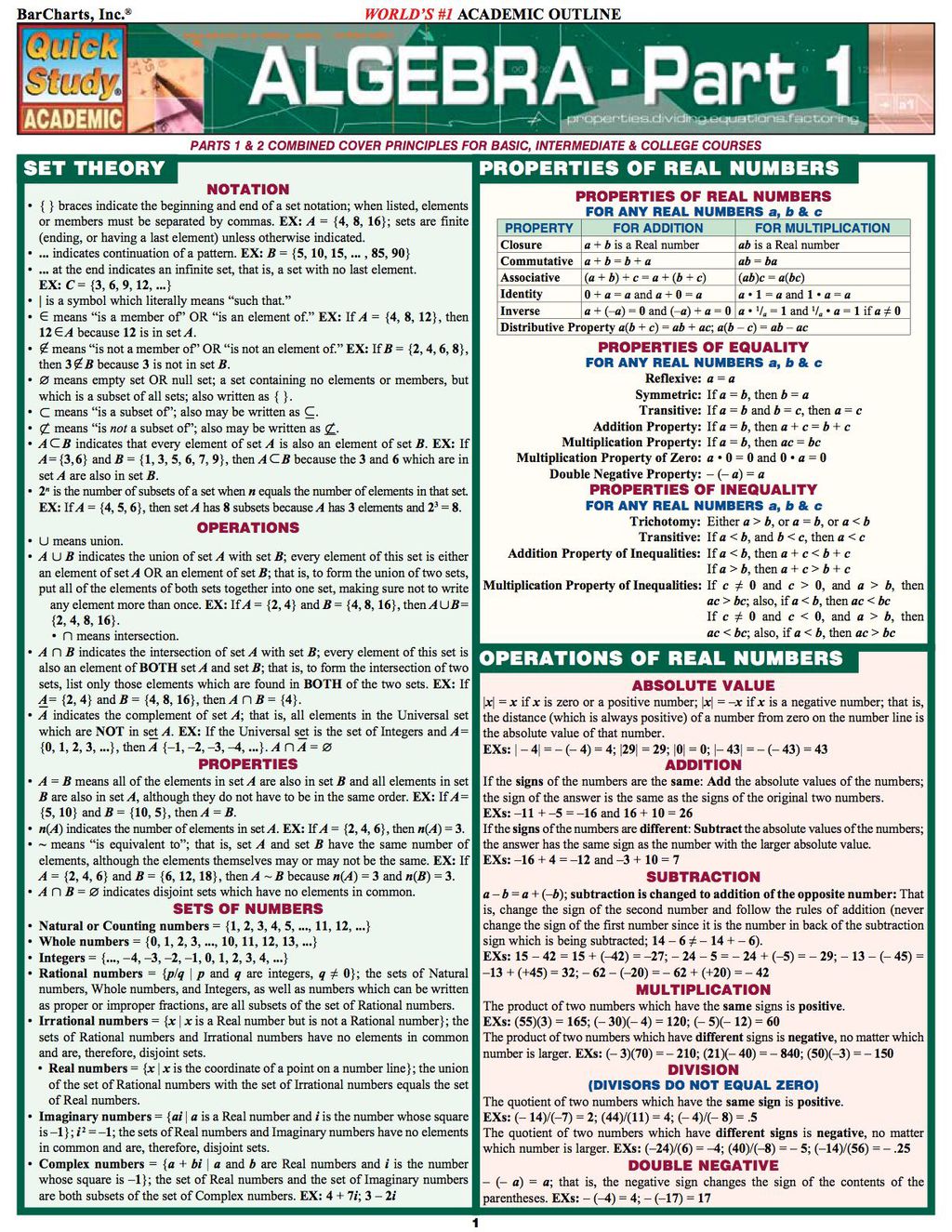 Page Fidelity Algebra Part 1; $7.99