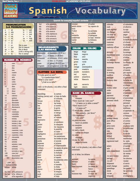 Spanish Vocabulary (Bookstore Recommended)