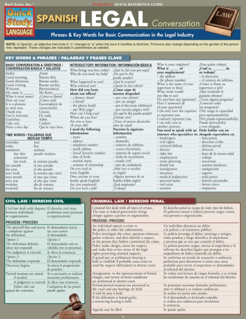 Cover image for book SPANISH LEGAL CONVERSATION STUDY GUIDE