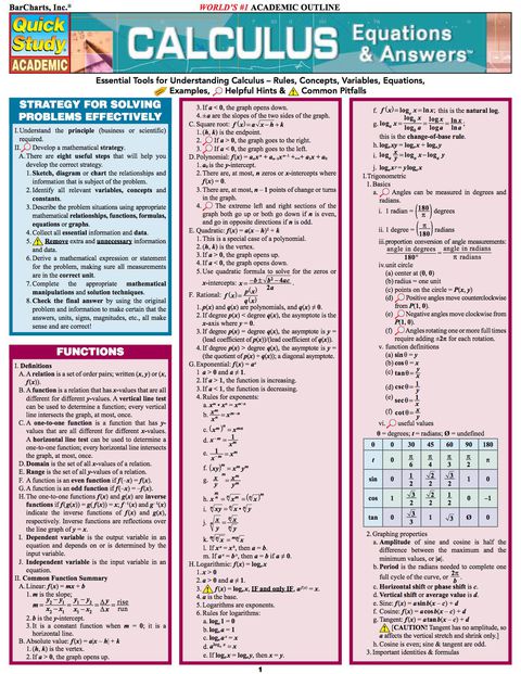 Calculus Equations & Answers