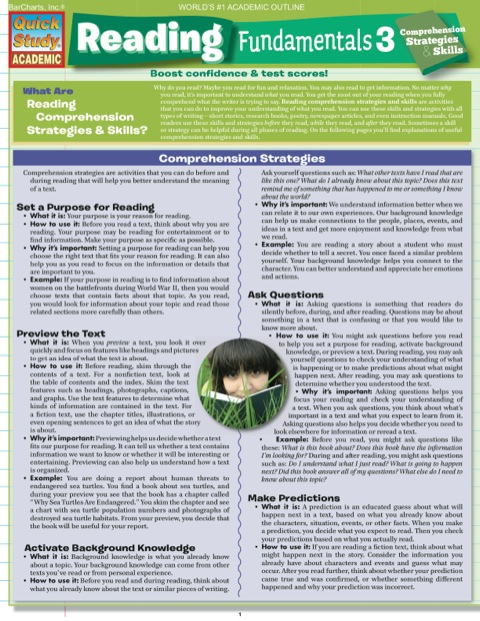Cover image for book READING FUNDAMENTALS 3 STUDY GUIDE