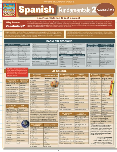 Cover image for book SPANISH FUNDAMENTALS 2 STUDY GUIDE