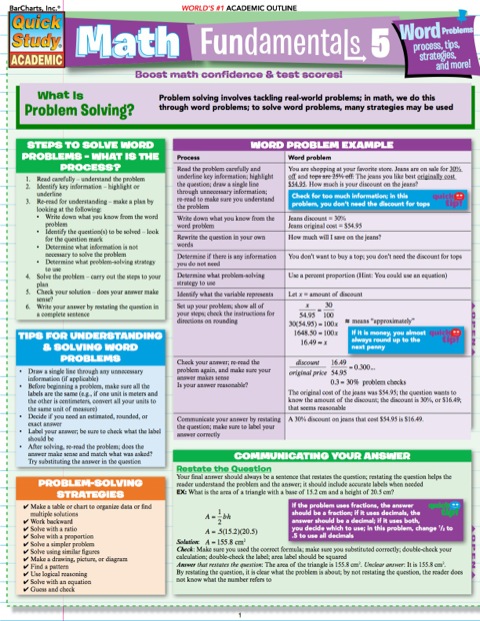 Cover image for book MATH FUNDAMENTALS 5: WORD PROBLEMS STUDY GUIDE