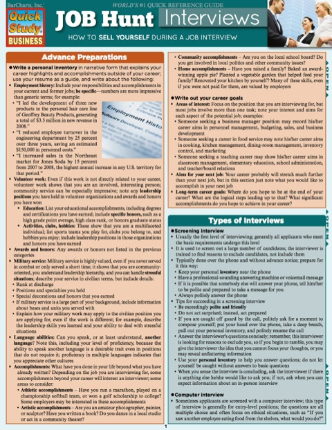 Cover image for book JOB HUNT: INTERVIEWS STUDY GUIDE