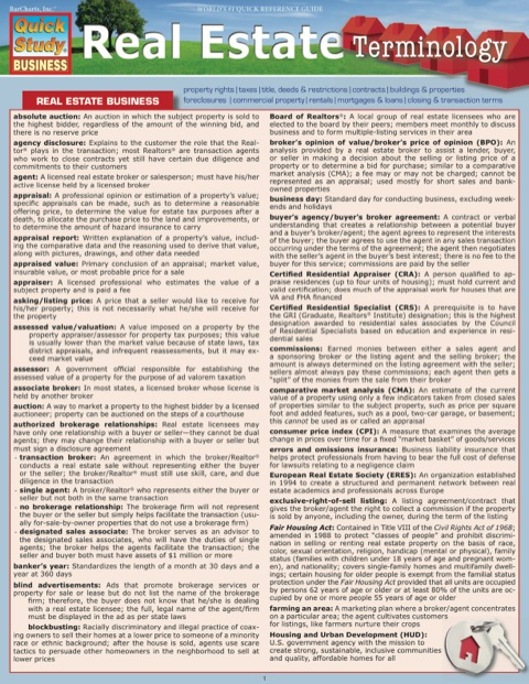 Cover image for book REAL ESTATE TERMINOLOGY STUDY GUIDE