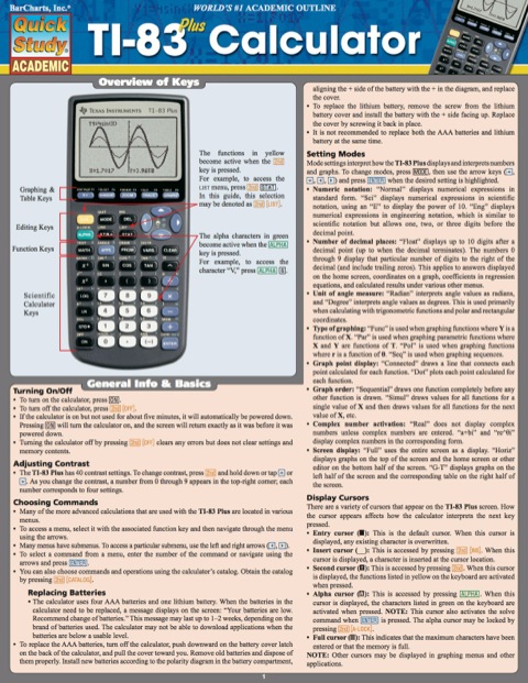 Cover image for book TI-83 PLUS CALCULATOR  REFERENCE GUIDE