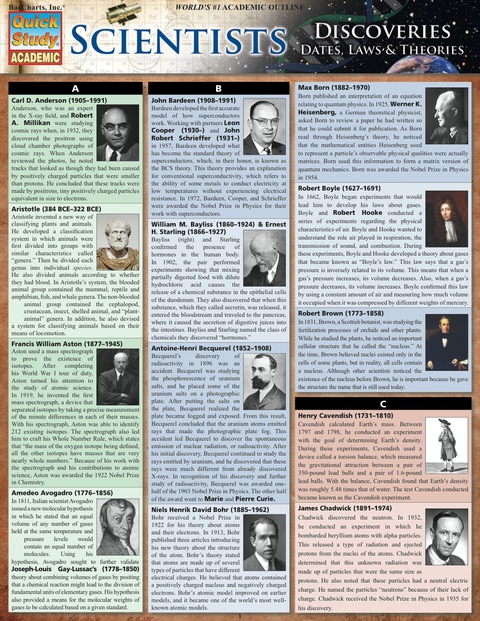 Cover image for book QuickStudy - Scientists' Discoveries